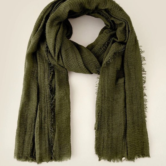 Super Soft Raw Hem Solid Gauze Scarf Shawl Head Wrap for All Seasons - Mustard - Picture 11 of 13